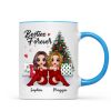 Doll Besties Sitting Beside Christmas Tree Personalized Mug
