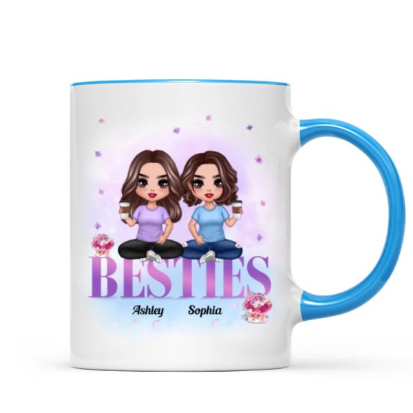 Doll Besties Sitting On Word Gift For Best Friends Personalized Mug