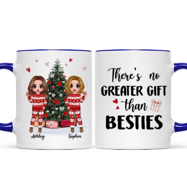 Doll Besties Standing Beside Christmas Tree Personalized Mug