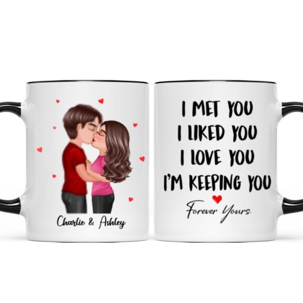 Doll Couple Kissing I Met You I Liked You I Love You Gift For Him For Her Personalized Mug