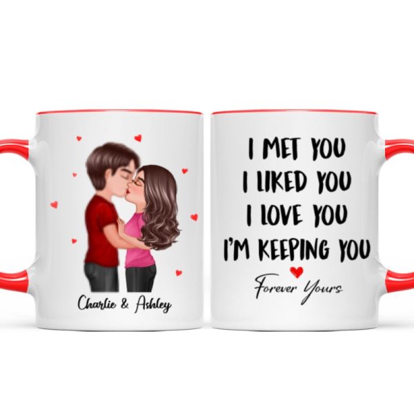 Doll Couple Kissing I Met You I Liked You I Love You Gift For Him For Her Personalized Mug