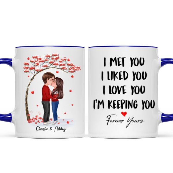 Doll Couple Kissing Under Red Tree Gift For Him For Her Personalized Mug