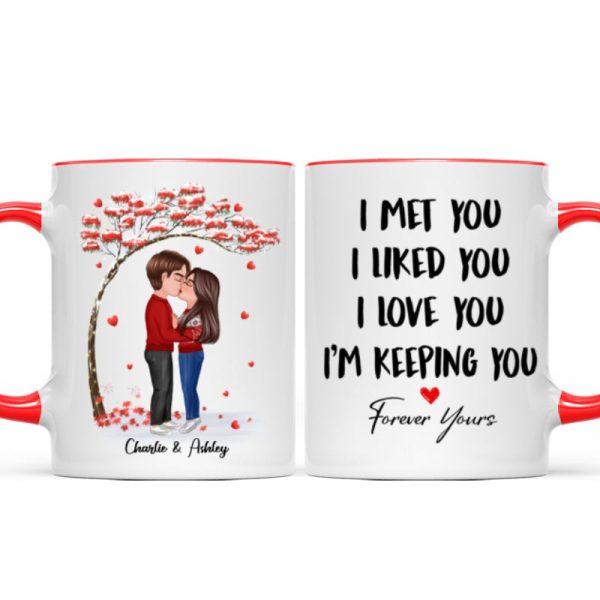 Doll Couple Kissing Under Red Tree Gift For Him For Her Personalized Mug