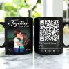Doll Couple Kissing Under Star Night QR Code Calendar Personalized Black Mug