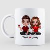 Doll Couple Sitting Anniversary Date Calendar Personalized Mug - Gift For Couple - Gift For Him - Gift For Her