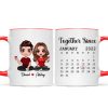 Doll Couple Sitting Anniversary Date Calendar Personalized Mug - Gift For Couple - Gift For Him - Gift For Her