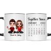 Doll Couple Sitting Anniversary Date Calendar Personalized Mug - Gift For Couple - Gift For Him - Gift For Her