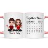 Doll Couple Sitting Anniversary Date Calendar Personalized Mug - Gift For Couple - Gift For Him - Gift For Her