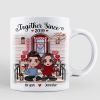 Doll Couple Sitting Front Porch Personalized Mug
