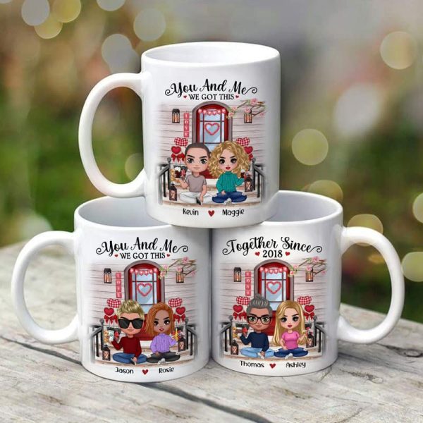 Doll Couple Sitting Front Porch Personalized Mug