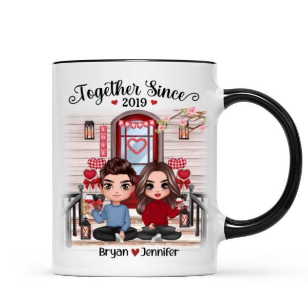 Doll Couple Sitting Front Porch Personalized Mug