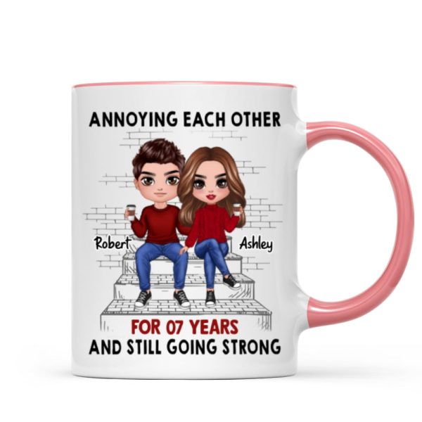 Doll Couple Sitting On Stair Personalized Mug