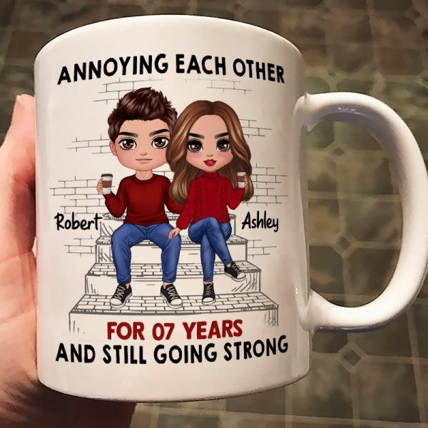 Doll Couple Sitting On Stair Personalized Mug