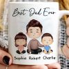 Doll Dad And Kids Sitting Watercolor Style Best Dad Ever Father's Day Gift For Dad Personalized Mug