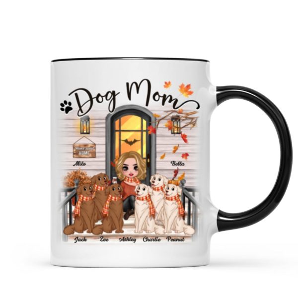 Doll Dog Mom Fall Season Front Porch Personalized Mug