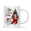 Doll Dog Mom Sitting Beside Christmas Tree Personalized Mug