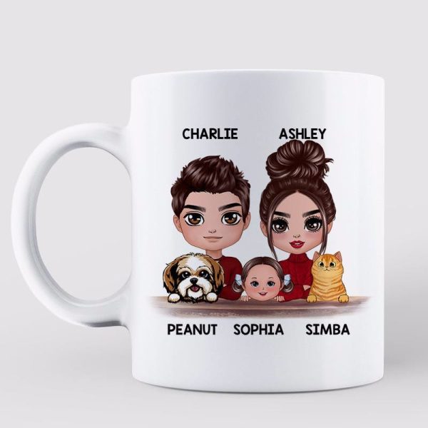 Doll Family Couple Husband Wife Kids Dog Cat Personalized Mug