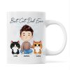 Doll Man Sitting With Cats Watercolor Style Best Cat Dad Ever Personalized Mug