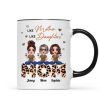 Doll Mom And Daughters Sitting On Leopard Word Like Mother Like Daughters Personalized Mug