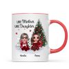 Doll Mother And Daughters Sitting Beside Christmas Tree Personalized Mug