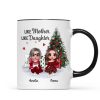 Doll Mother And Daughters Sitting Beside Christmas Tree Personalized Mug