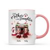 Doll Mother Daughter Sitting At Christmas Fireplace Personalized Mug