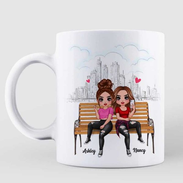 Doll Selfie Besties Pink Tone Personalized Mug
