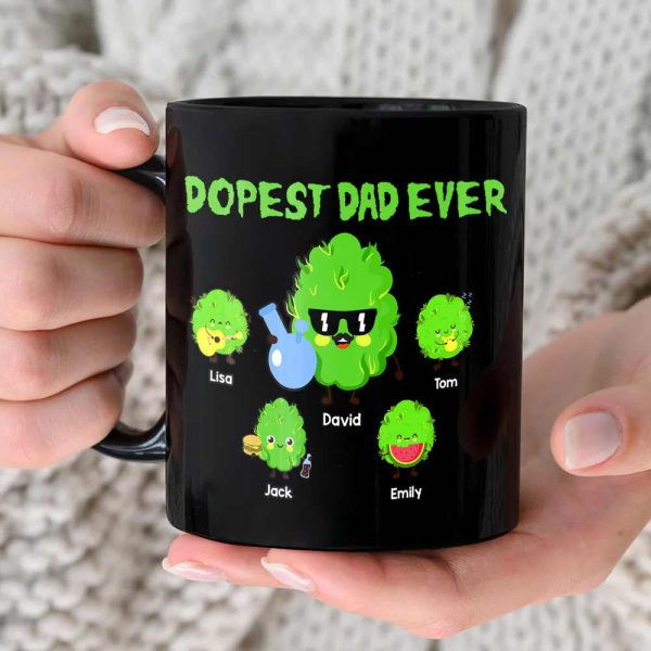 Dopest Dad Ever Personalized Coffee Mug, Black Mug BLM-02dnti050623