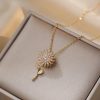 Double Layer Rotating Sunflower Stainless Steel Necklace