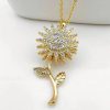 Double Layer Rotating Sunflower Stainless Steel Necklace