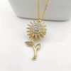 Double Layer Rotating Sunflower Stainless Steel Necklace