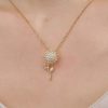 Double Layer Rotating Sunflower Stainless Steel Necklace
