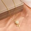 Double Layer Rotating Sunflower Stainless Steel Necklace