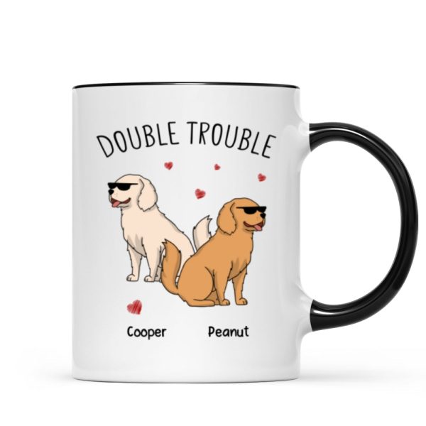Double Trouble Funny Dog Lover Gift Personalized Mug