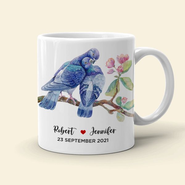 Dove Couple Personalized White Mug, Gift For Lover