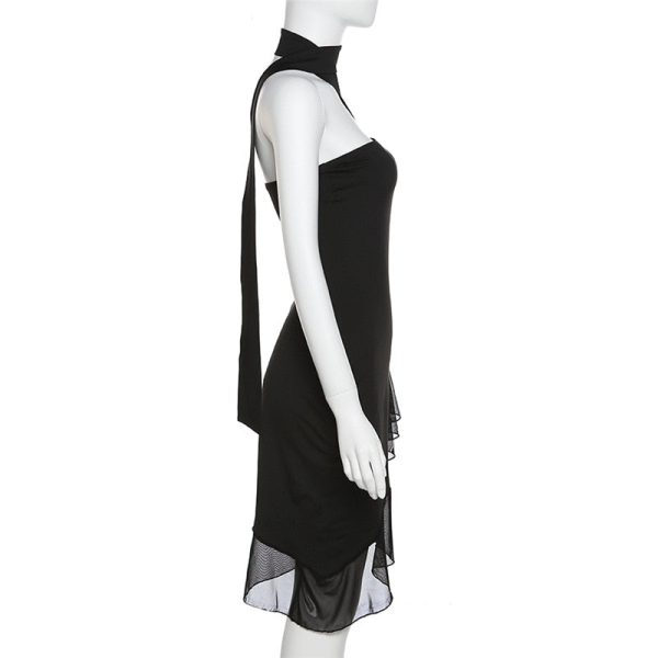 Draped Frill Tube Mini Dress