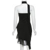 Draped Frill Tube Mini Dress