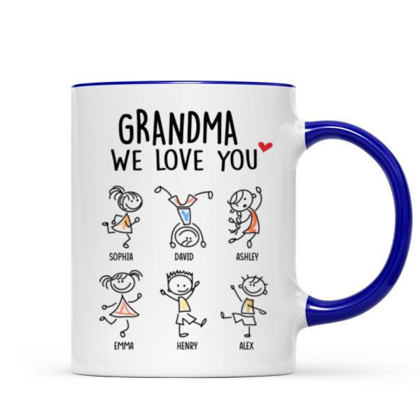 Drawing Kids We Love You Gift For Dad Mom Grandma Grandpa Personalized Mug