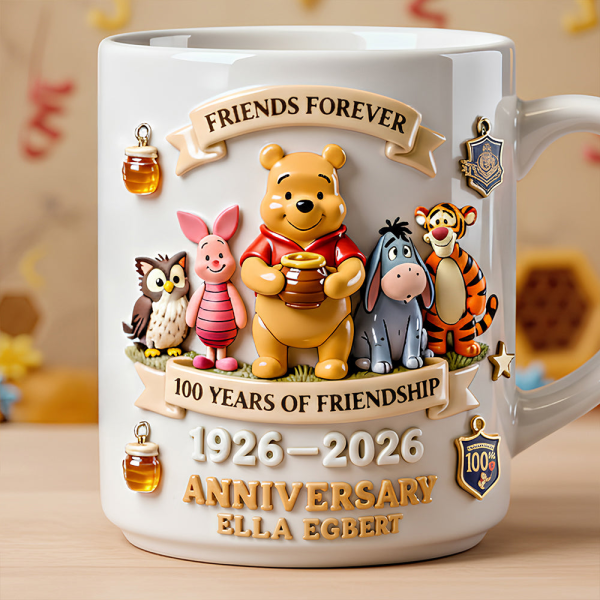 DSNY Honey Bear Celebrate 100 Years Of Friendship - Personalized Ceramic Mug - Anniversary Gift For Movie Fans NL122