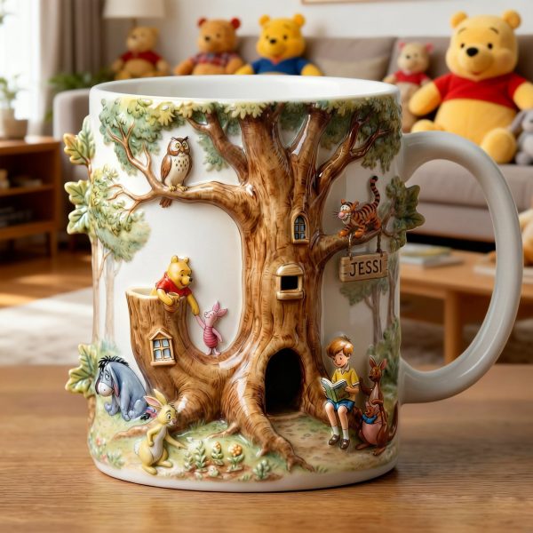 DSNY Honey Bear Tree Letter - Personalized White Edge-To-Edge Mug - Gift For Movie Fans NL122