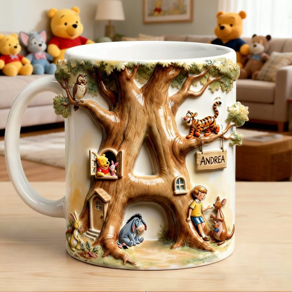 DSNY Honey Bear Tree Letter - Personalized White Edge-To-Edge Mug - Gift For Movie Fans NL122