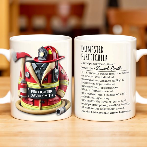 Dumpster Firefighter, Transforming Disasters Into Opportunities, Heroic Text Design - Personalized Custom Coffee Mug - FIF001_MG