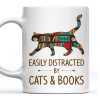Easily Distracted By Cats And Books Book Lovers Gift Mug