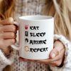 Eat Sleep Anime Repeat Personalized Mug, Funny Anime Lover Gift With Custom Name