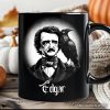 Edgar Allan Poe Spooky Portrait Personalized Mug Horror Villain Theme Halloween Gift with Custom Name