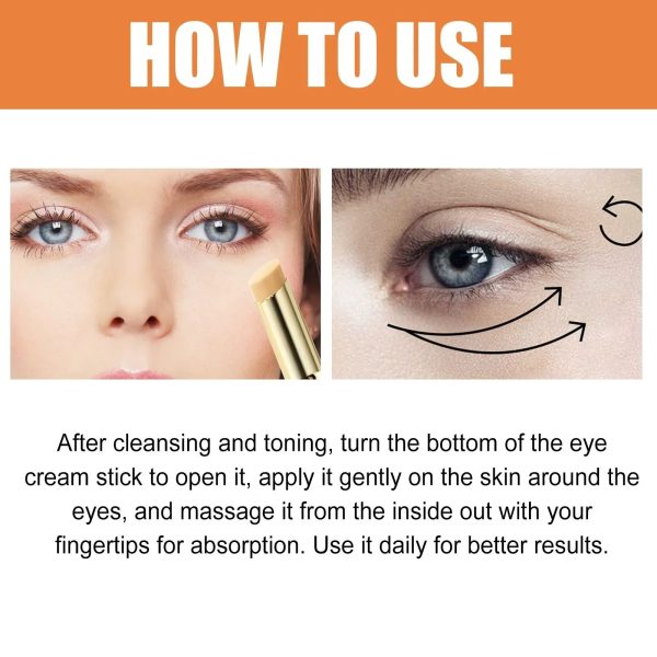Eelhoe Vitamin C Eye Cream Stick Moisturizing & Brightening For Dark Circles, Puffiness, & Fine Lines