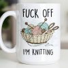 Eff Off, I'm Knitting, Fun Illustrated Design - Personalized Custom Coffee Mug - HOB056_MG