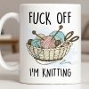 Eff Off, I'm Knitting, Fun Illustrated Design - Personalized Custom Coffee Mug - HOB056_MG
