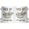 Eff Off, I'm Knitting, Fun Illustrated Design - Personalized Custom Coffee Mug - HOB056_MG