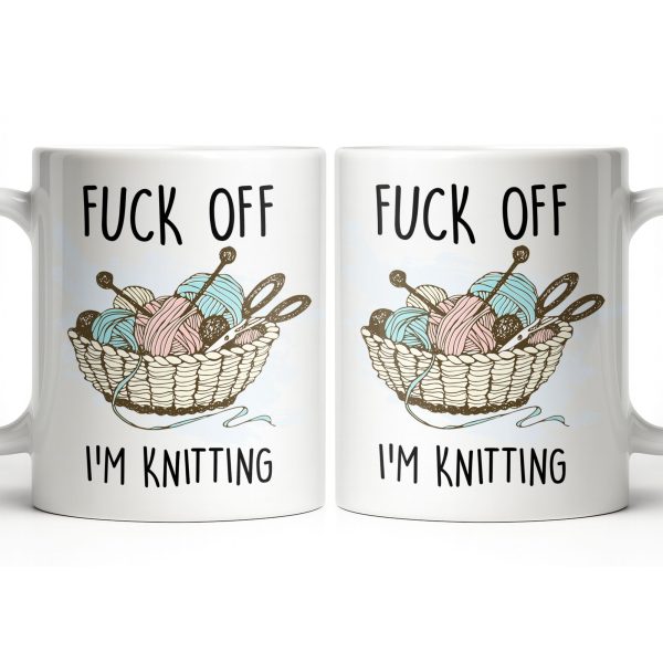 Eff Off, I'm Knitting, Fun Illustrated Design - Personalized Custom Coffee Mug - HOB056_MG